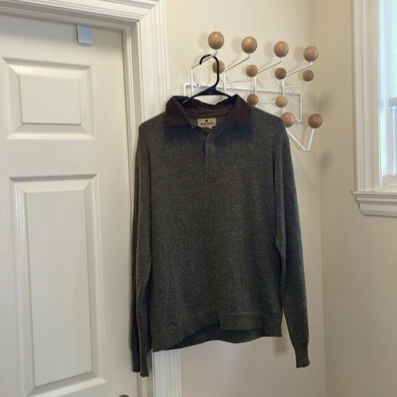 Other - Woolrich - Two Toned Wool Blend Long Sleeve Polo - Green / Brown - Small